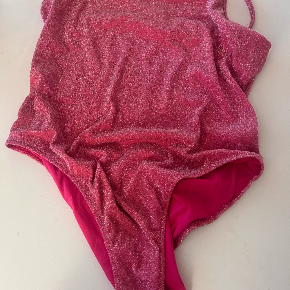 Skims Bright Pink Sparkle One-Piece Swimsuit - Picture 3 of 6